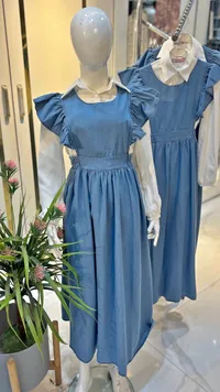 فستان أطفال جينز مع قميص أبيض (Maison Chic)