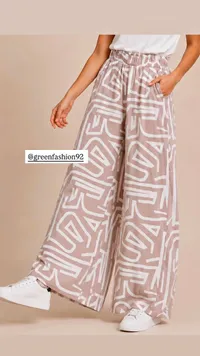 بنطلون واسع مطبوع (greenfashion92)