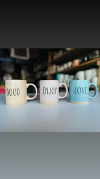 مجموعة أكواب سيراميك بعبارات إيجابية