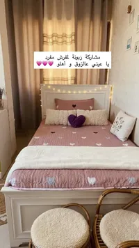 طقم مفرش سرير مفرد بنقشة القلوب