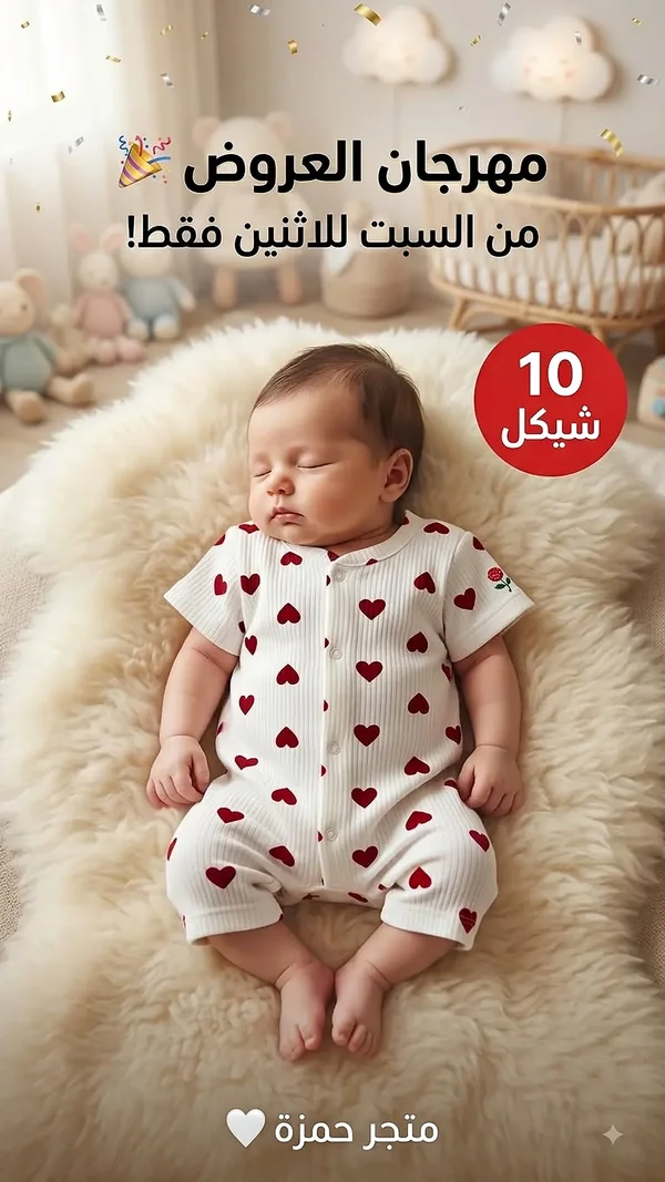 رومبر أطفال بطبعات قلوب - مواليد - سوق غزة