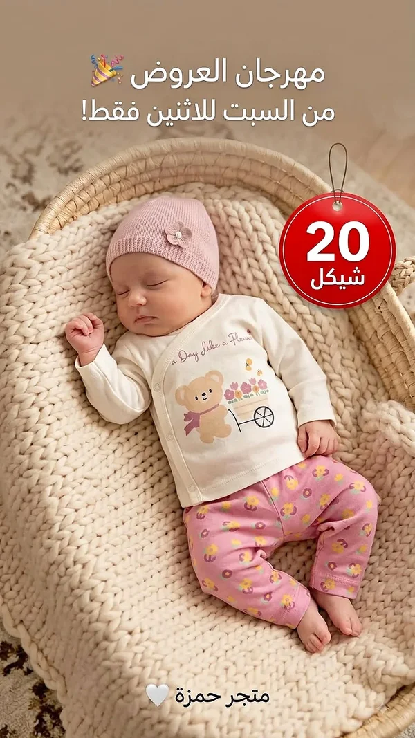 طقم ملابس مواليد - متجر حمزة - مواليد - سوق غزة