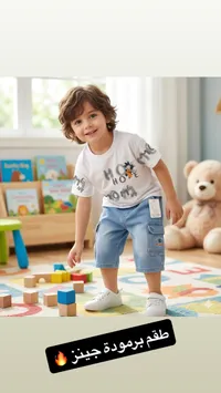 طقم برمودة جينز للأطفال