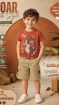 طقم ولادي كاجوال بطبعة ديناصور - جود كيدز (Goodkids)
