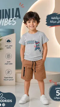 طقم ملابس أطفال صيفي بتصميم نينجا - جود كيدز (Goodkids)