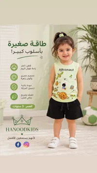 طقم ملابس أطفال صيفي بطبعة رائد فضاء - هنود كيدز (Hanoodkids)