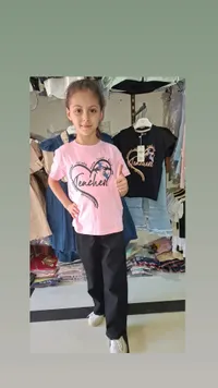 طقم تيشيرت بناتي بتصميم تيتشر