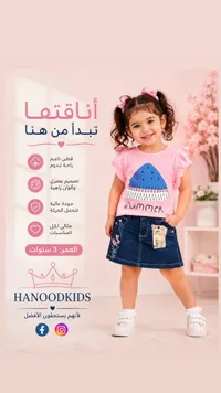 طقم ملابس صيفي للبنات - هنود كيدز (Hanoodkids)