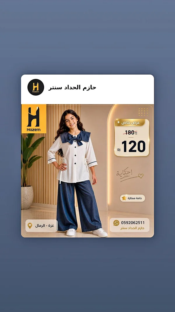 طقم ملابس بناتي صيفي - حازم الحداد سنتر - ملابس أطفال - سوق غزة