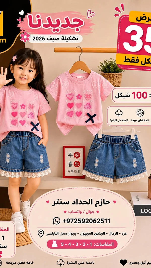 تشكيلة ملابس أطفال صيف 2026 - ملابس أطفال - سوق غزة