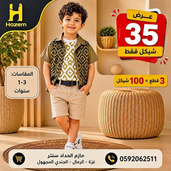 طقم ملابس أطفال - حازم (Hazem) - ملابس أطفال - سوق غزة