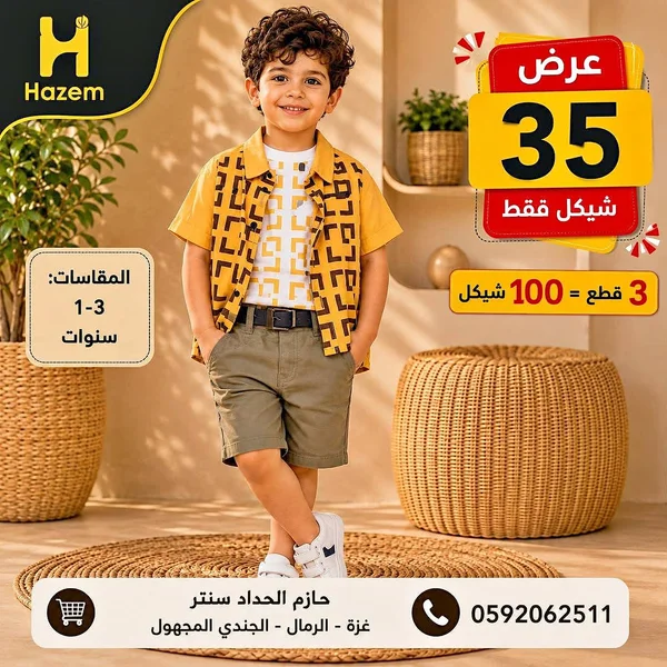 طقم ملابس أطفال - حازم (Hazem) - ملابس أطفال - سوق غزة