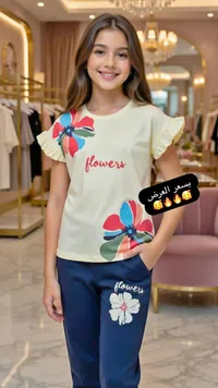 طقم ملابس صيفي بناتي بتصميم الزهور