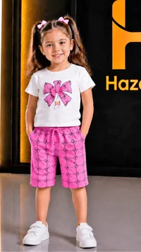 طقم صيفي بناتي بفيونكة - هازل (Hazel)