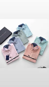 قمصان رجالية مقلمة بأكمام طويلة - تومي هيلفيغر (Tommy Hilfiger)