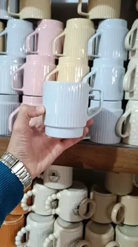 كوب سيراميك بتصميم مضلع
