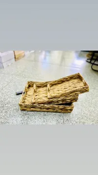 طقم صواني تقديم من الخوص الطبيعي