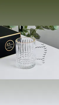 طقم أكواب شاي زجاجية - 12 قطعة (Tea Mug Glassware)