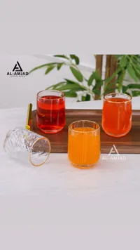 طقم كاسات زجاجية بحواف ذهبية - الأمجاد (Al-Amjad)