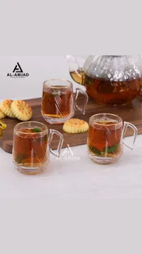طقم كاسات شاي زجاجية - الأمجاد (Al-Amjad)