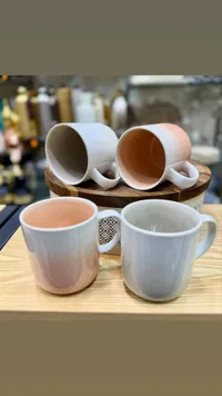 طقم أكواب سيراميك بتدرج لوني