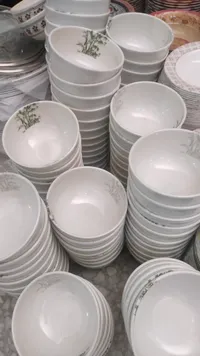 طقم زبادي سيراميك بنقشة الخيزران