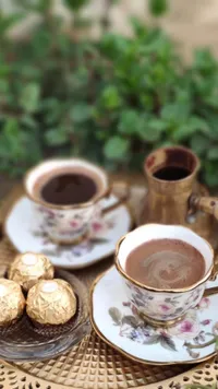 طقم فناجين قهوة بورسلين مزخرف بالورود