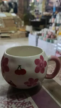 كوب سيراميك بتصميم الكرز والزهور