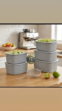طقم حافظات طعام بلاستيكية مضلعة - سنتر هشام