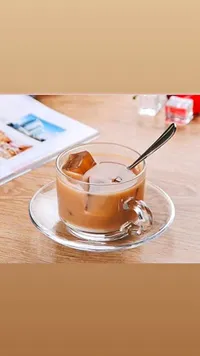 طقم أكواب زجاجية مع صحون