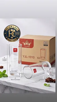 طقم كاسات زجاجية 6 قطع - يوجينغ (Yujing)