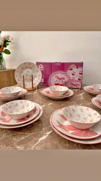 طقم أطباق سفرة بتصميم الكرز والفيونكات - هوم ستايل (Home Style)