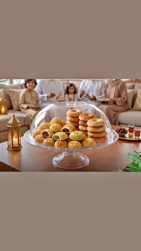 صحن تقديم حلويات بغطاء شفاف