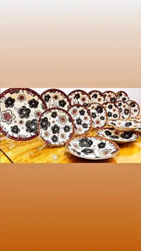 طقم أطباق تقديم سيراميك بنقشة الزهور