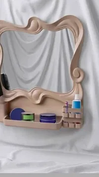 مرآة مع رف تخزين للمستلزمات