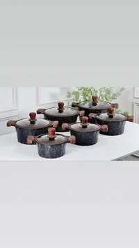 طقم قدور جرانيت مع أغطية زجاجية (Bambum)