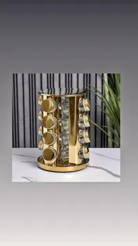 حامل توابل دوار ذهبي