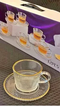 طقم أكواب وصحون زجاجية (12 قطعة)