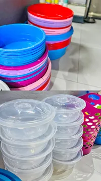 أوعية تخزين بلاستيكية بغطاء