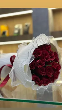 باقة ورد عروس فاخرة - ورود حمراء طبيعية