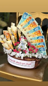سلة هدايا مالية للعروسين
