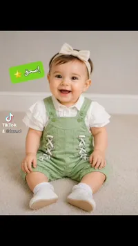طقم ملابس مواليد صيفي - سالوبيت أخضر مع بلوزة