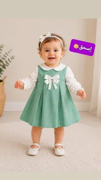 فستان مواليد كلاسيكي بفيونكة