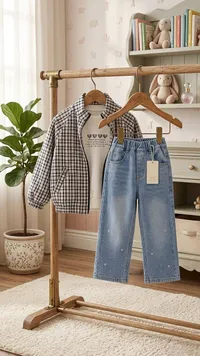حامل ملابس خشبي للأطفال