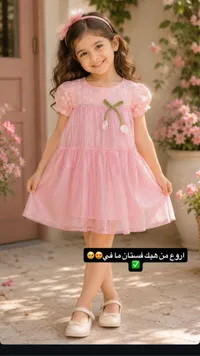 فستان بناتي صيفي وردي بتصميم الزهور
