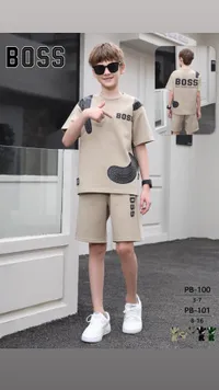 طقم صيفي للأولاد بتصميم بوس (Boss)