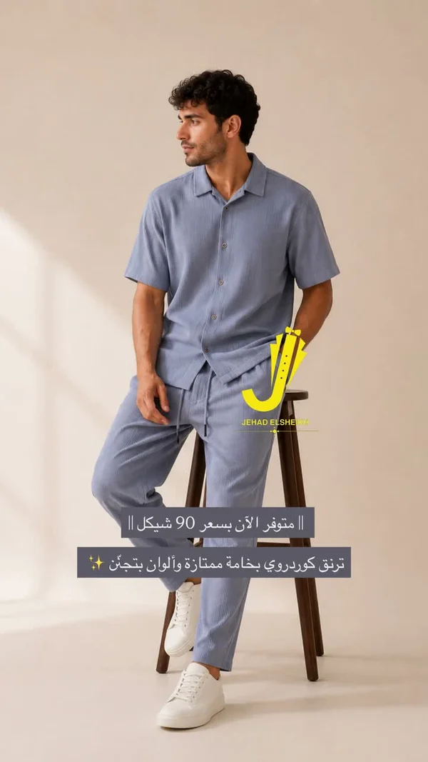 طقم ترنق كوردروي صيفي - جهاد الشيخ (Jehad Elsheikh) - ملابس رجالية - سوق غزة