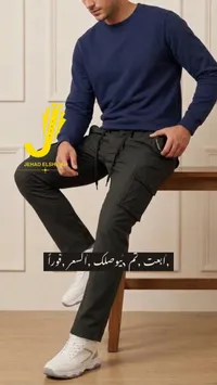 بنطال كارجو رجالي أسود