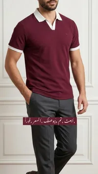 قميص بولو رجالي كاجوال - عنابي
