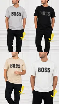 تيشيرت رجالي قطني بشعار بوس (Boss)